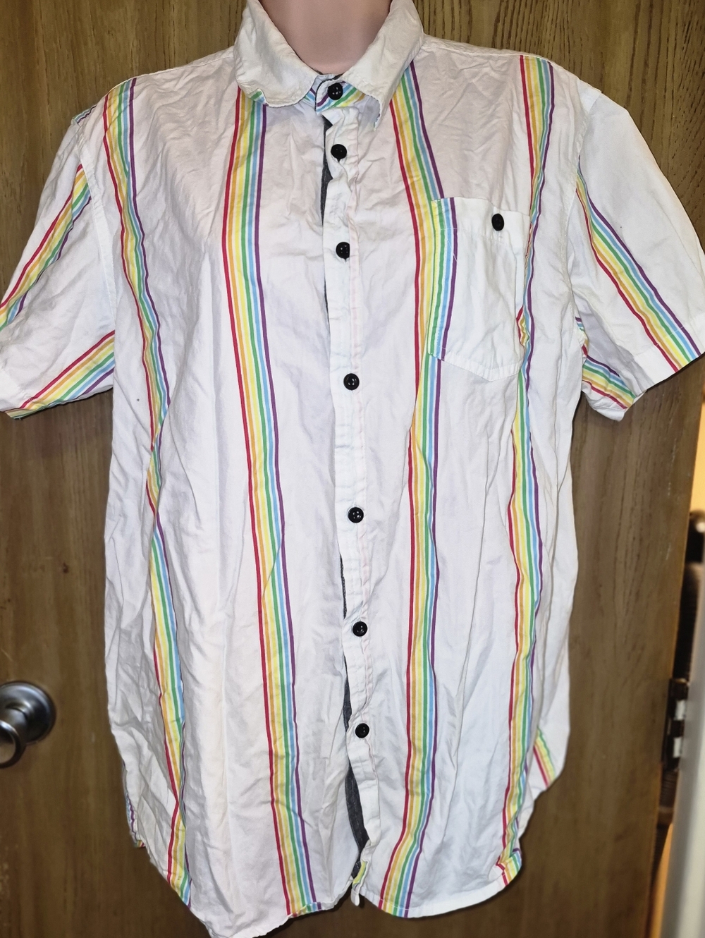 🌈Eighty Eight Brand Pride Rainbow Button Down Short Sleeve Shirt Size L
